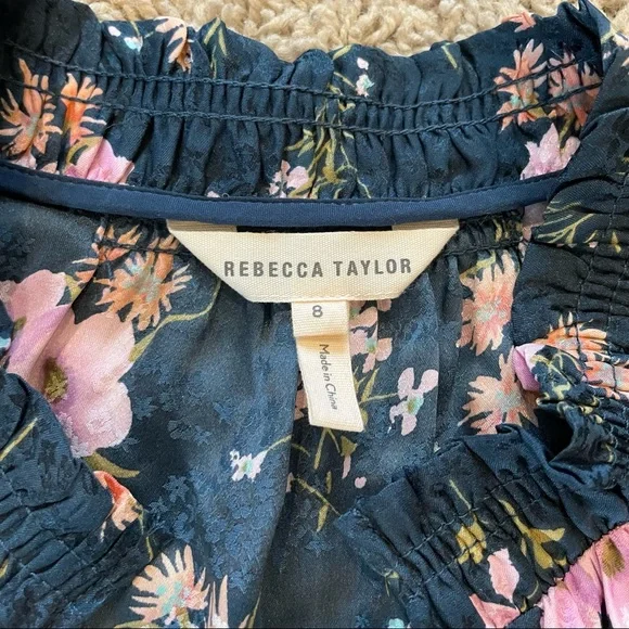 Rebecca Taylor Emilia Floral Silk Mini  Dress Size 8 - Picture 8 of 13